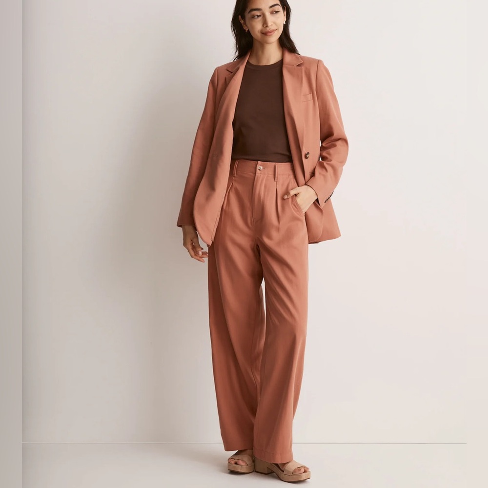 Madewell Neale Wide Leg High Rise Pant in Drapeweave